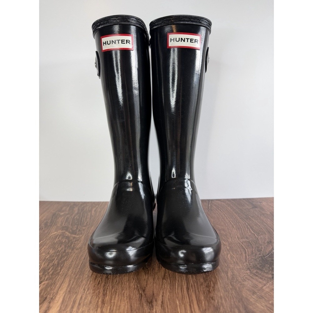 Hunter Original Kids Gloss Black Boot NIB Girl Size 2/ Boy Size 1 - Picture 3 of 13